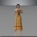 Yellow Long Dress With Red Stripes Ornate Headpiece And Sandals For Traditional Attire