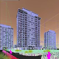 Modern High Rise Residential Building With Balconies Surrounded By Green Trees And Natural Surroundings