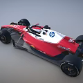 Red Formula 1 Racing Car with Shell V Power Logos and Aerodynamic Design