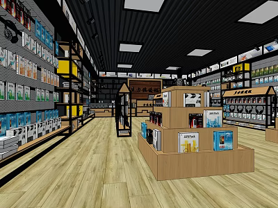 Digital Store Interior With Shelves Display Stands And Various Electronic Products 3d model