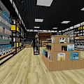 Digital Store Interior With Shelves Display Stands And Various Electronic Products