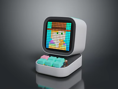 Colorful Pixel Screen Daily Life Device With White Body And Soft Buttons For Desktop Use 3d model