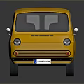 Yellow Boxy Small City Bus With Modern Exterior Design Features