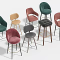 Stylish Modern Bar Stools In Various Colors With Velvet Upholstery And Metal Legs
