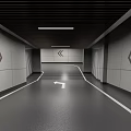 Modern B1 Level Parking Garage Interior With Exit Sign And Marked Parking Spaces 3d model