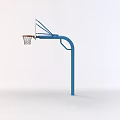 Modern Indoor Basketball Gym Featuring Blue Hoop Stand And White Backboard
