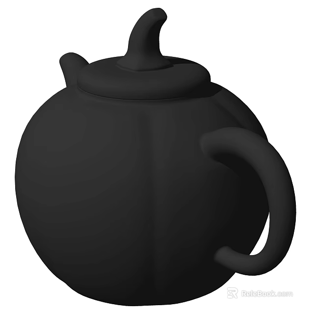 Black Ceramic Teapot With Smooth Surface And Modern Design For Kitchen Home Decor 3d model