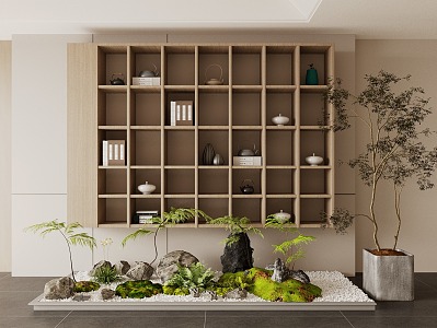 Plant Pile Tea Set Tea Cabinet 3d model