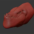 Green Crocodile Head Figure With Sharp Teeth And Red Eyes 3d model