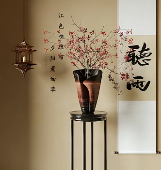 New Chinese-style Vase Floriculture Hanging Painting Floriculture Pendant Lamp 3d model