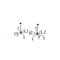 Modern Black and Gold Multi Arm Chandelier with White Candle Style Bulbs