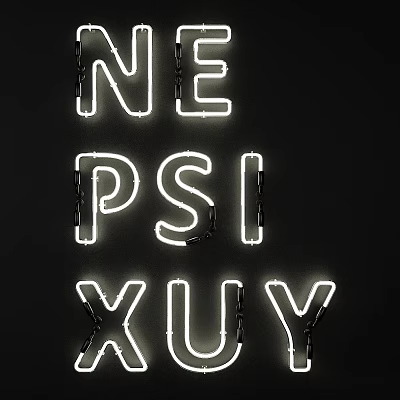 Modern Illuminated Neon Decorative Lights With Letter Design On Black Background 3d model