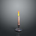 Decorative Lit Candle With Flame On Metal Candle Holder For Home Living