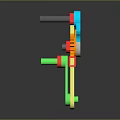 Modern Lighting Combination With Yellow Strip Red Fixtures Green Accents Orange Gear And Blue Parts