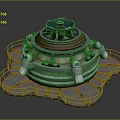 Futuristic Circular Platform Structure With Railing And Support Beams