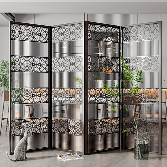 New Chinese Style Screen Partition 3d model