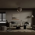 Modern Living Room Interior With Beige Sofa Wooden Coffee Table And Wall Art