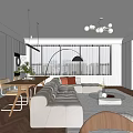 Modern Guest Restaurant Artistic Guest Restaurant Combination Living Room Sofa Coffee Table Combination Sofa TV Background Model Wall Washing Machine Combination Dining Table and Chair Island Table Combination 3d model