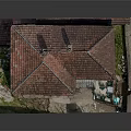 Traditional Village House Model With Red Tiled Roof Green Beige Walls Porch And Stairs
