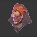 Detailed Game Movie Character Head With Red Hair and Fierce Facial Expression