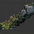 Wood and Stone Landscape Model with Green Trees and Natural Scenery
