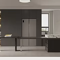 Luxury Modern Living Dining Room Interior Design With Black Cabinets And Marble Counter