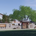 Rural Self Built House In Traditional Style With Tiled Roof Stone Wall And Wooden Gate