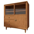 Modern Entryway Console Cabinet With Oak Wood Drawers And Glass Cabinet Doors