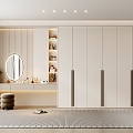 Modern wardrobe cream dressing table wardrobe all-in-one cabinet combination 3d model