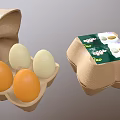 Chicken Eggs in Paper Cartons with Green Label Open Box Showing Orange Light Green Shells