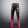 Black Performance Leggings With Red Gradient Accents And Multiple Logo Prints For Activewear 3d model