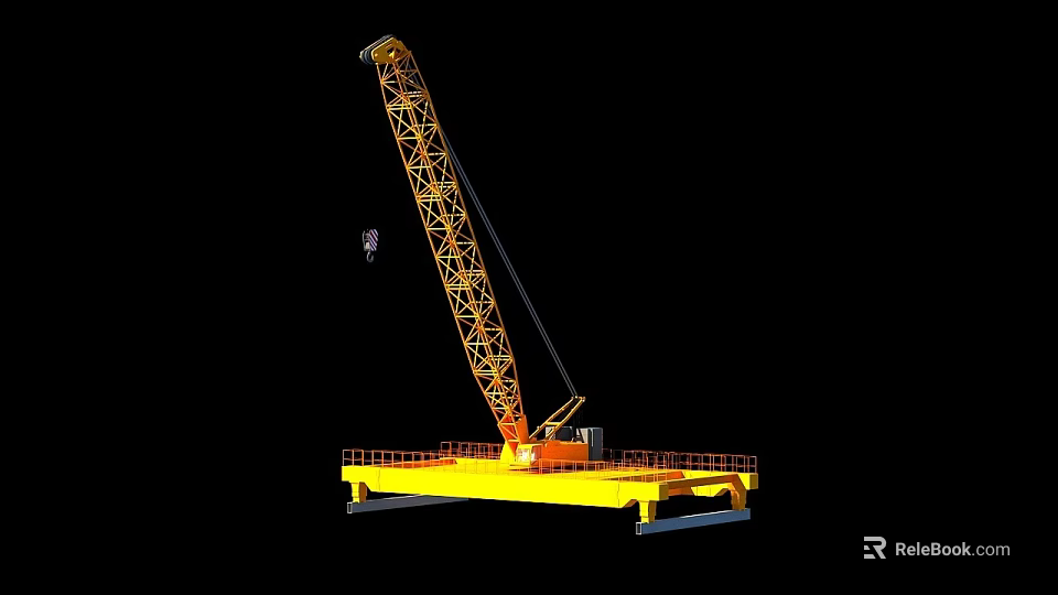Yellow Industrial Crane With Long Boom And Stable Platform Base For Heavy Duty Construction Projects 3d model 