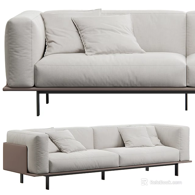 Modern Light Colored Two Seater Sofa With Comfortable Fabric Cushions And Minimalist Design 3d model 