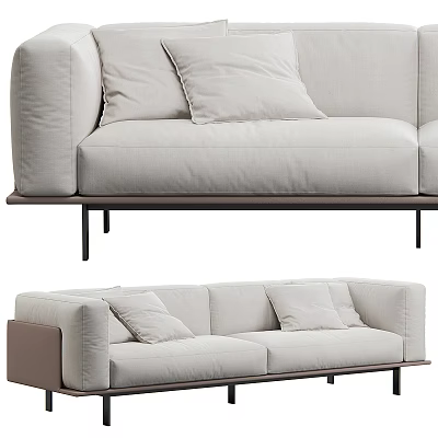Modern Light Colored Two Seater Sofa With Comfortable Fabric Cushions And Minimalist Design 3d model