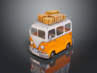 minibus minivan driverless bus school bus van box car 3d model