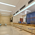 Bright Spacious Modern Public Service Hall With Marble Floor Green Plants And Service Windows