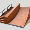 Variety of Wooden Skateboard Ramps Rails and Platforms for Skate Park