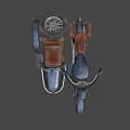 Vintage Blue Sidecar Motorcycle With Red Seat And Classic Design