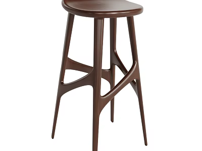 Modern Wooden Bar Stool With Unique Cross Leg Design For Kitchen Bar Area 3d model