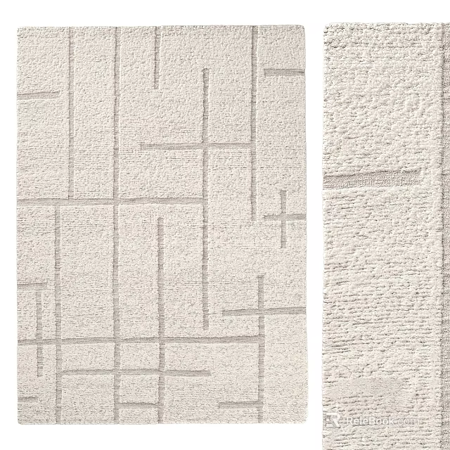 Modern Square Rug With Geometric Cross Patterns And Light Textured Surface 3d model