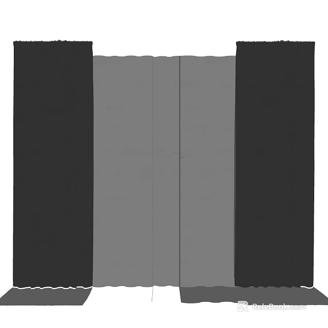 Black and Gray Curtains Modern Layered Design for Home Window Decoration 3d model 