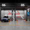 4S Shop Car Service Workshop with Lifts Parking Lines and Vehicle