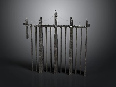 Classic Wrought Iron Fence With Vertical Bars And Ornate Top Designs 3d model