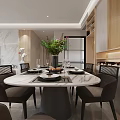 Modern Living and Dining Room Interior With Sofa Coffee Table Dining Chairs And Decorative Paintings
