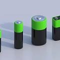 Black Green Batteries In Various Sizes Essential For Daily Electrical Appliances