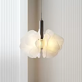 Modern White Petal Shaped Chandelier With Black Pole And Warm Light For Interior