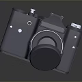 Vintage Black Electronic Camera With Detachable Lens Cap And Classic Design
