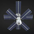 Orbital Space Station Structure With Solar Panels And Modules