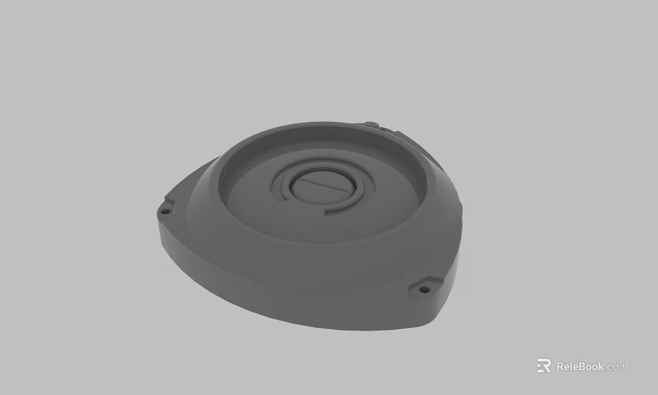 Gray Circular Device Cover With Central Groove And Mounting Holes 3d model 