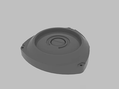 Gray Circular Device Cover With Central Groove And Mounting Holes 3d model